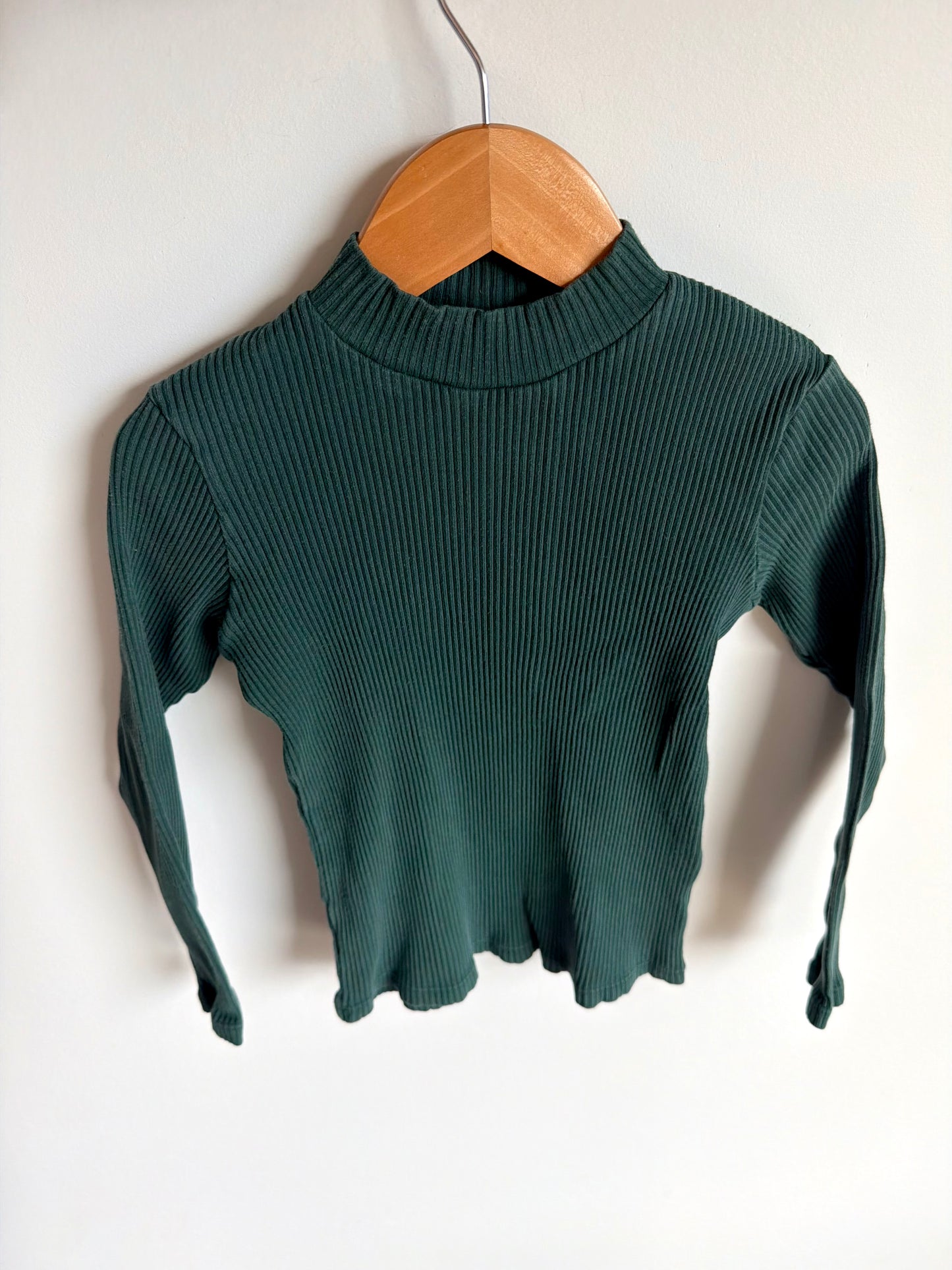 Green Ribbed Mock Neck Top (PLAY) / 4-5T