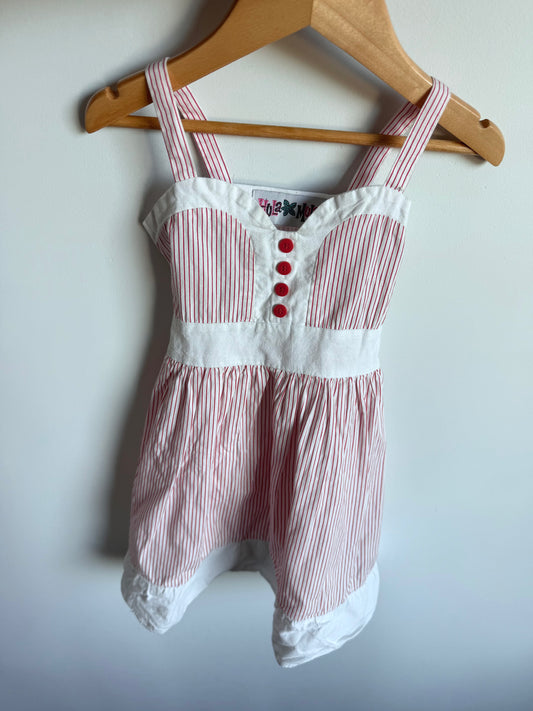 White with Red Stripes Dress / 2T