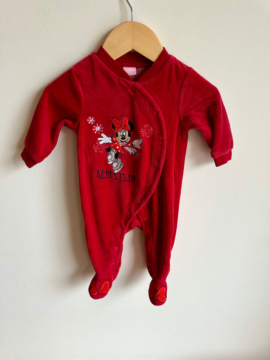 Red Minnie Footed Sleeper / 0-3m