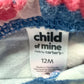 Pink Flower Blue Pants / 12m