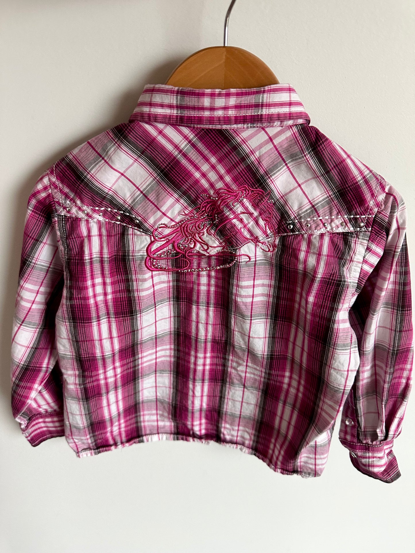 Pink Plaid Cowgirl Top / 3T