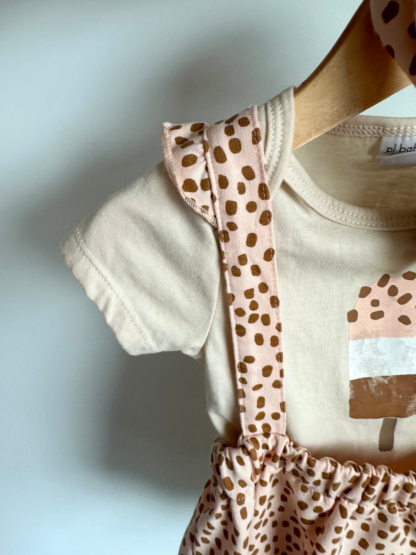 Dotted Ice Cream Bodysuit, Skirt + Headband Set / 18m