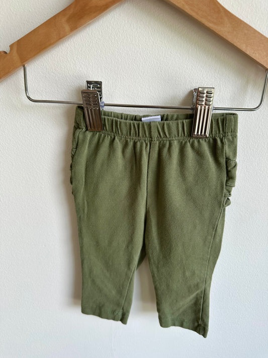 Green Bottom Ruffle Pants / 3-6m