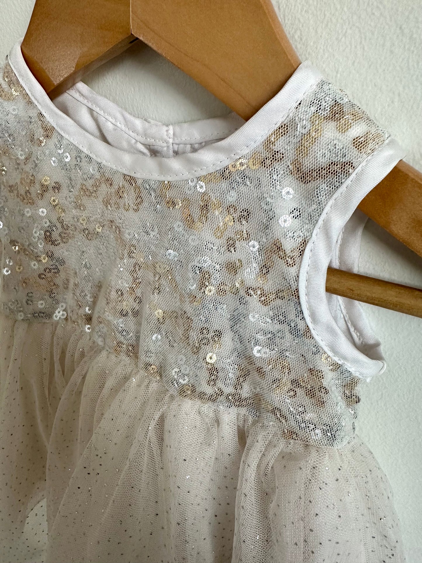 White Sparkly Sequin Dress / 0-3m