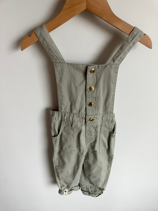 Green with Buttons Overalls / 2T