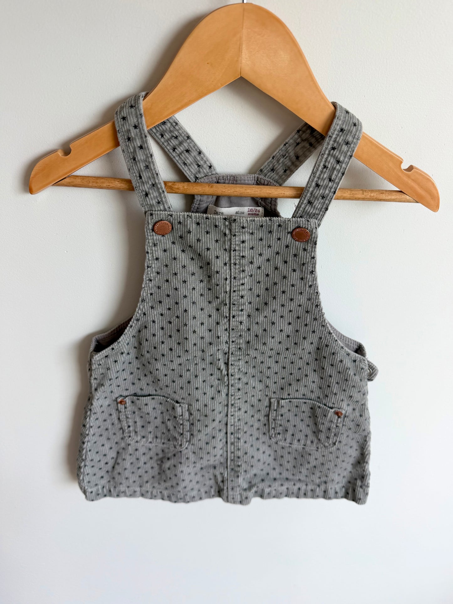 Zara Grey Star Overall Dress / 18-24m