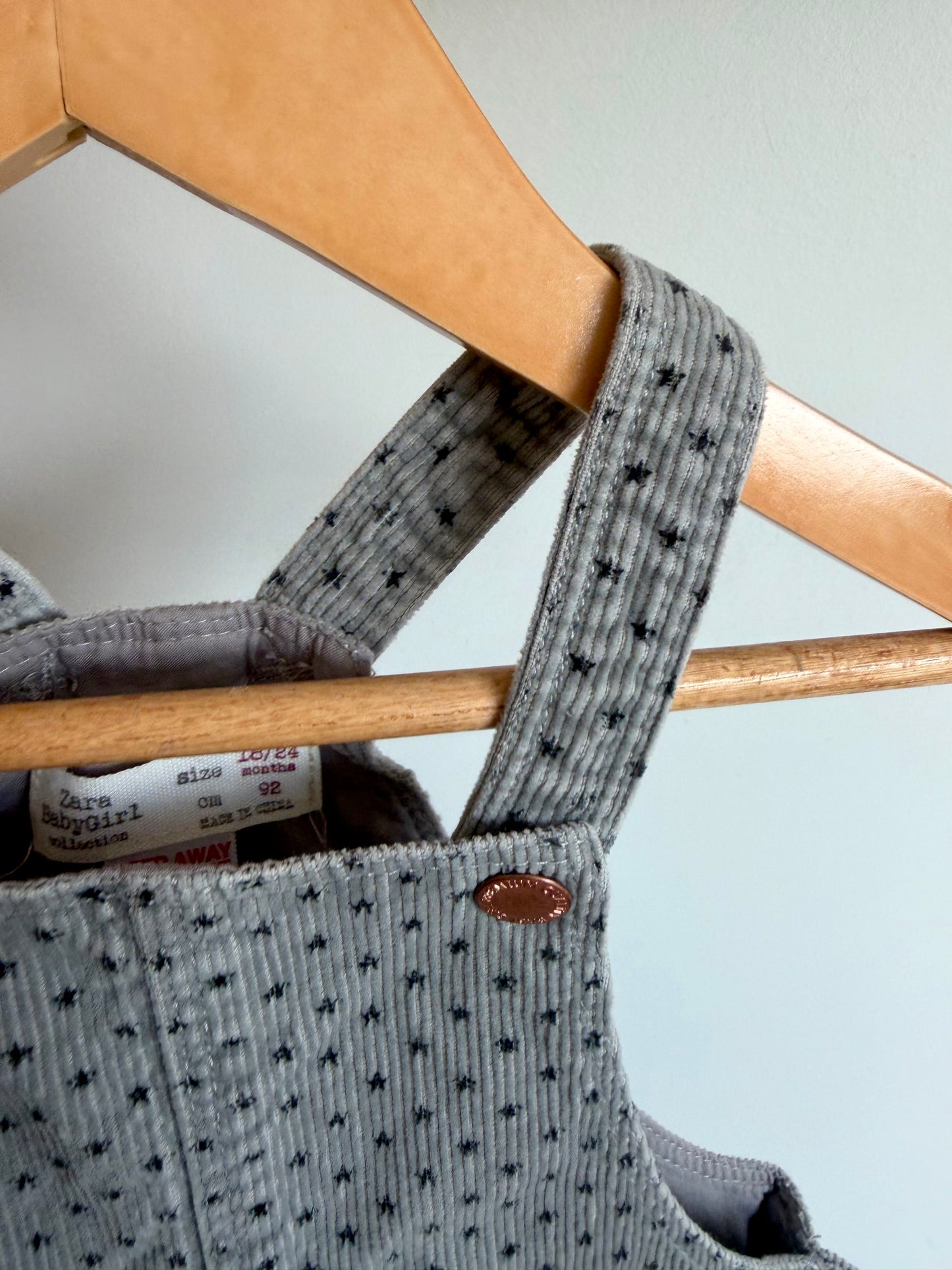 Zara Grey Star Overall Dress / 18-24m