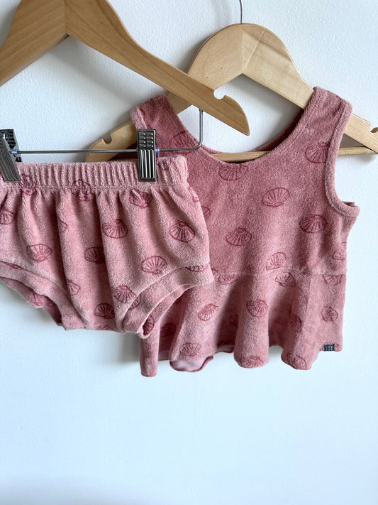 Blush Terry Seashell Top + Bloomers Set / 18m