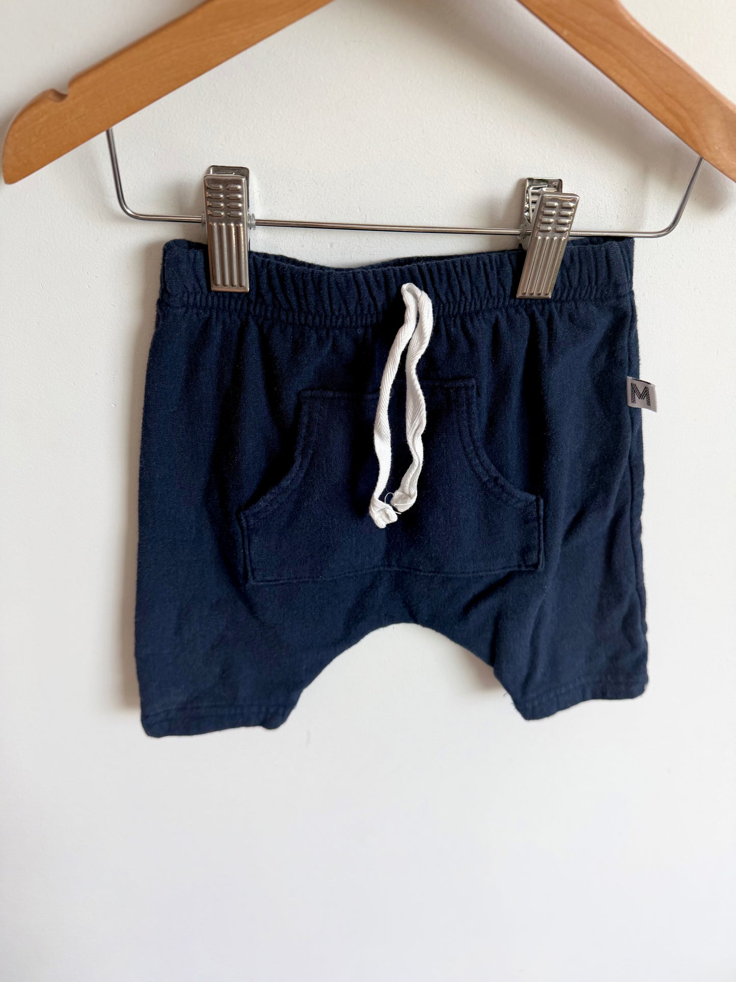 Rayon Navy Kangaroo Pocket Shorts / 18-24m