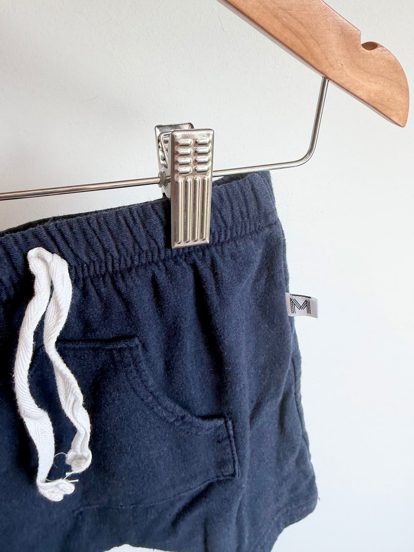 Rayon Navy Kangaroo Pocket Shorts / 18-24m