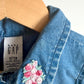 Gap Denim Look Zip Up with Embroidered Flowers / 18-24m