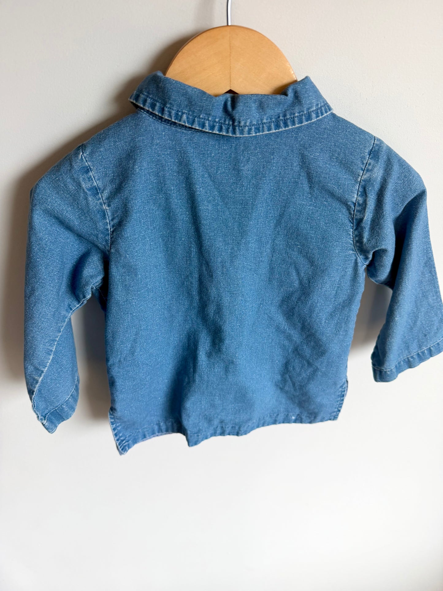 Gap Denim Look Zip Up with Embroidered Flowers / 18-24m