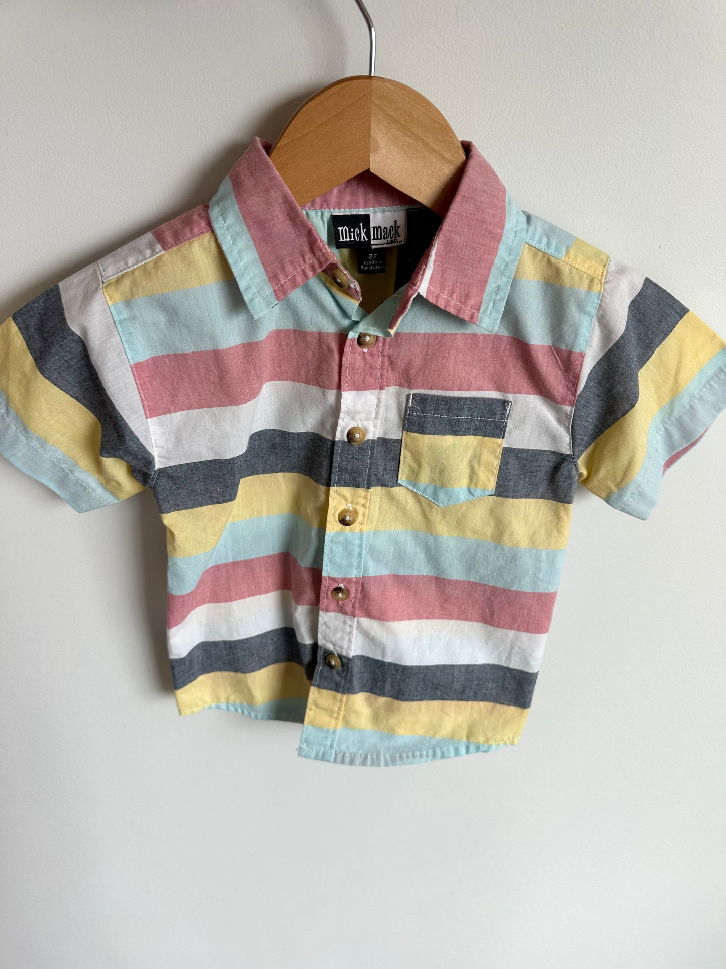 Striped Button Up T-shirt / 2T