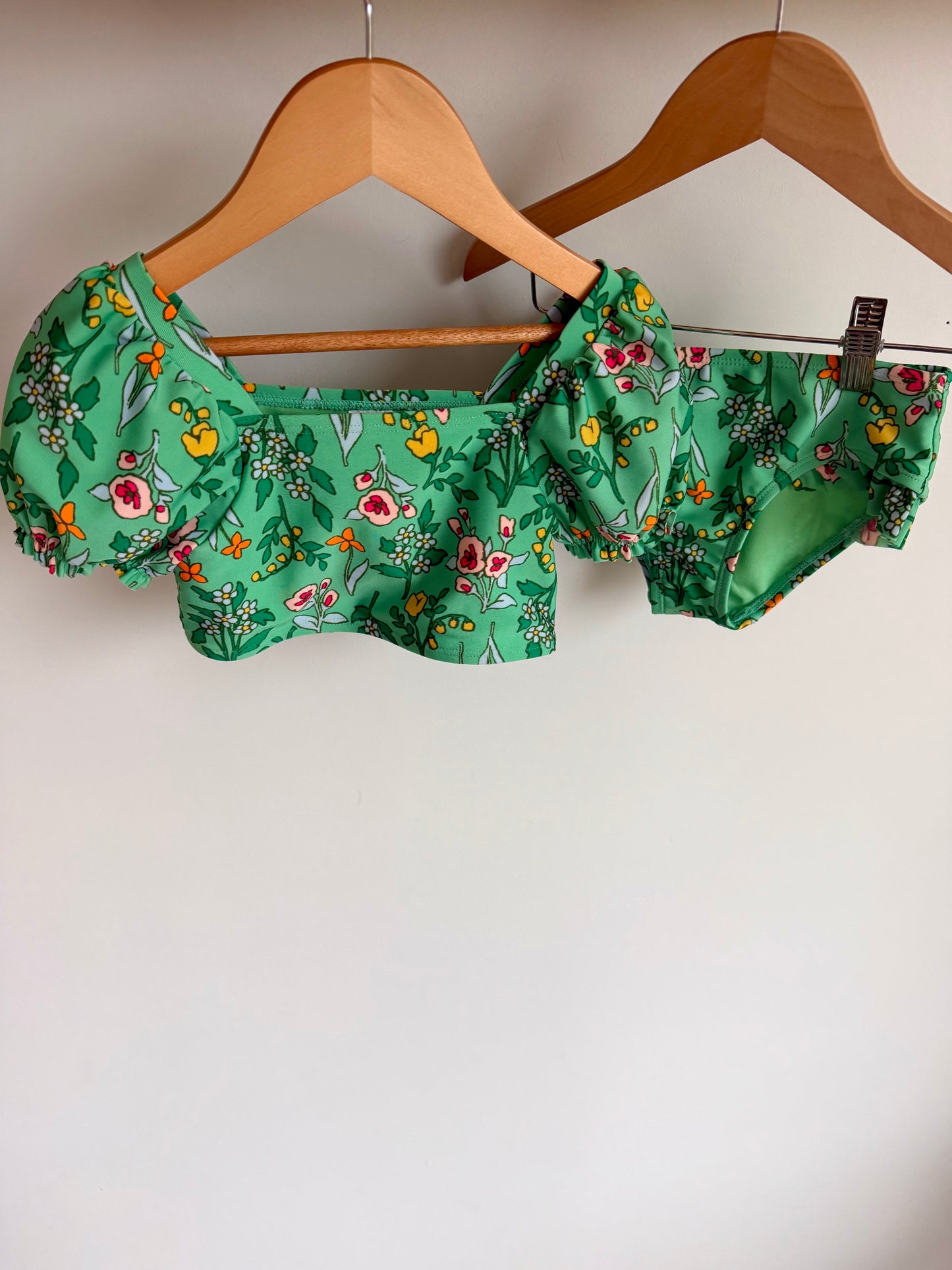 Green Floral Two Piece Swimsuit / 4 years