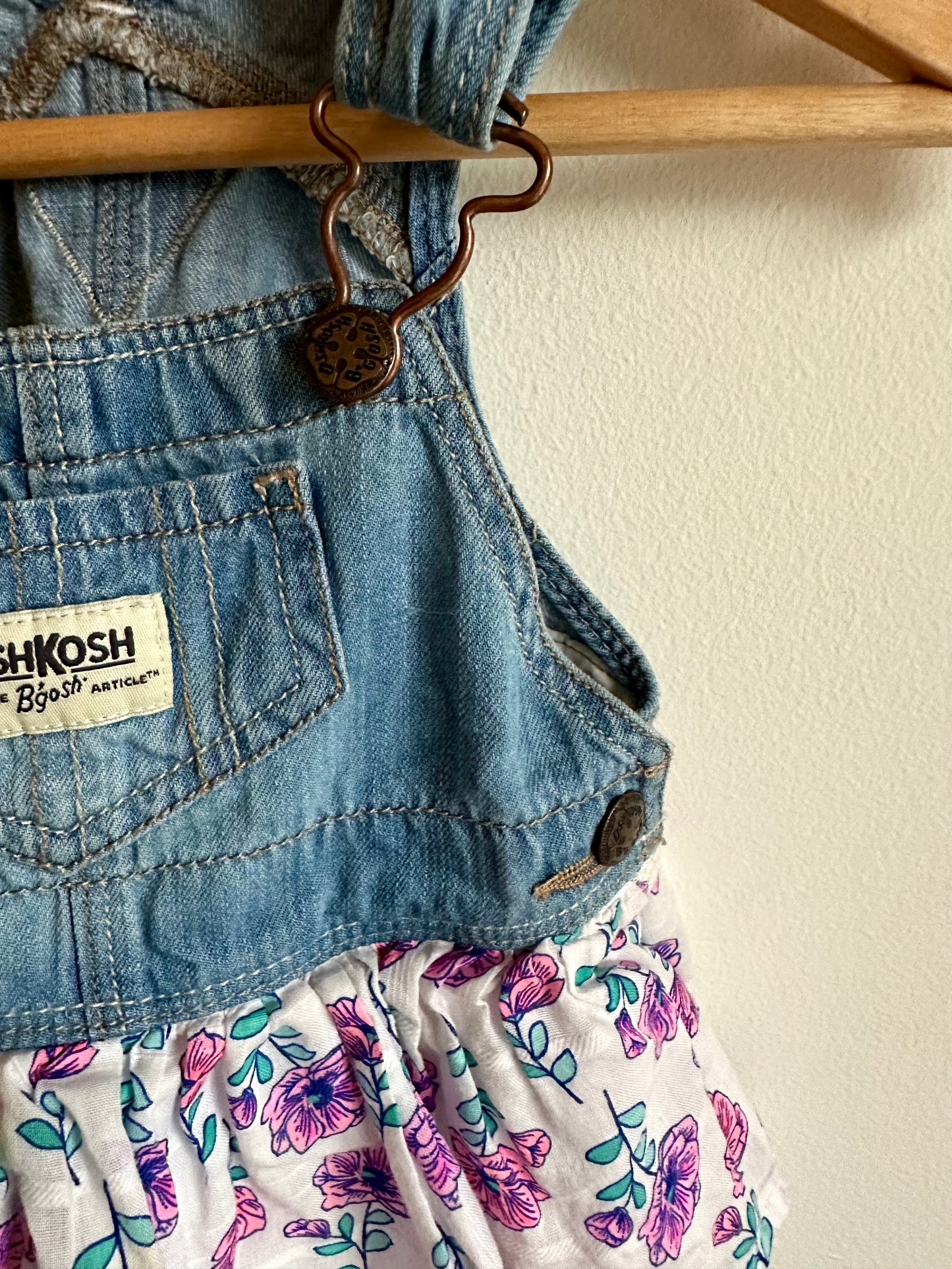 Denim + Floral Overall Dress / 6m