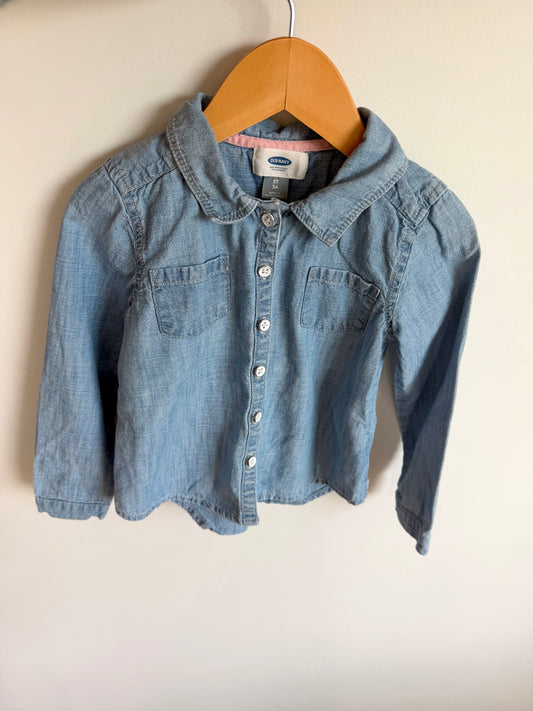 Chambray Long Sleeve Button Up / 4-5T