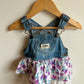 Denim + Floral Overall Dress / 6m