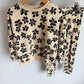 Zara Black Daisy Crewneck + Ribbed Leggings Set / 6 years