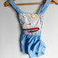 Vintage Blue "Surfin" Overalls + Hat Set / 18-24m