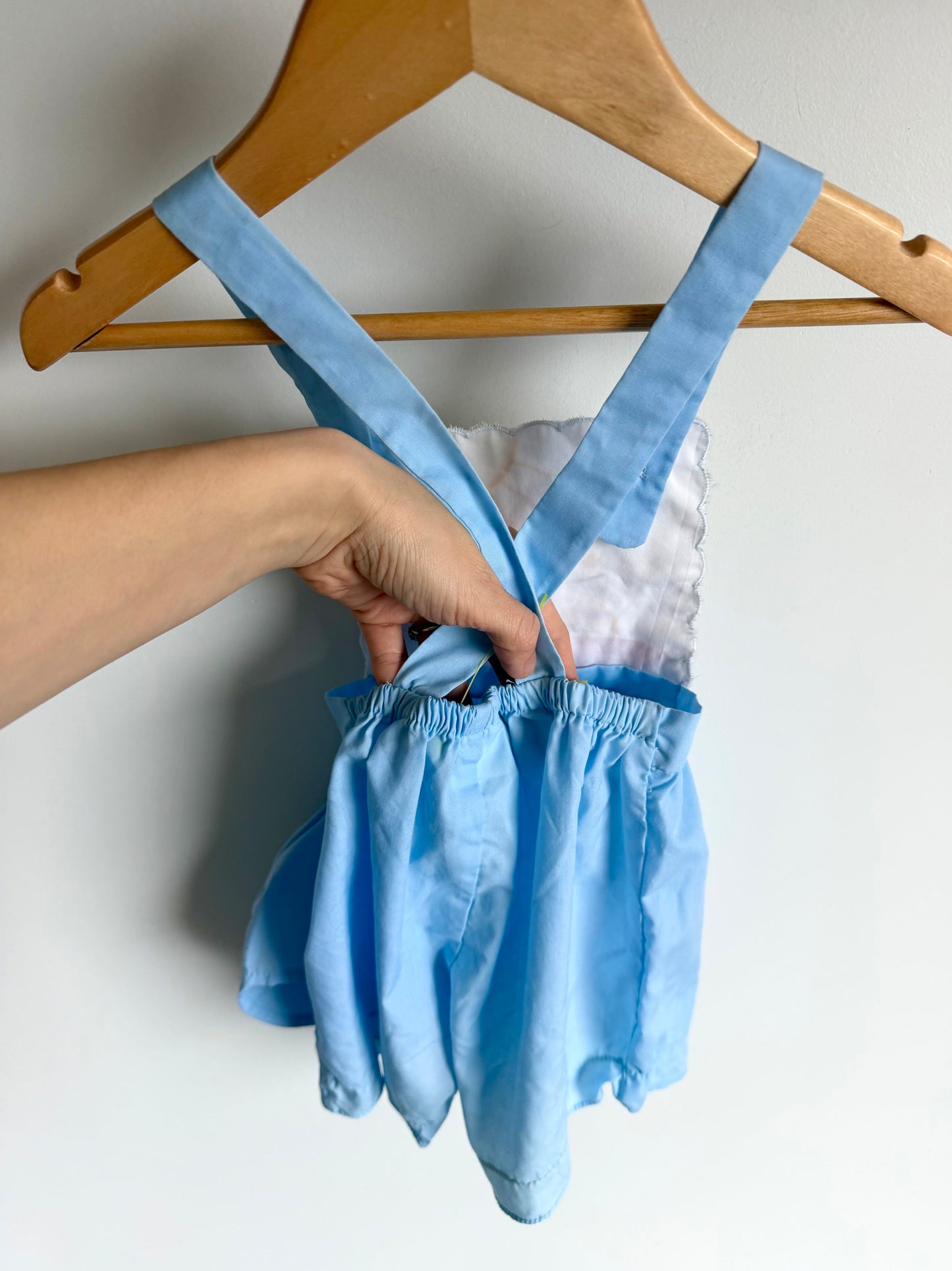 Vintage Blue "Surfin" Overalls + Hat Set / 18-24m