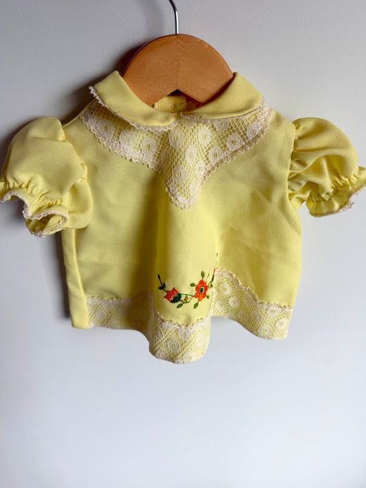 Vintage Made in Canada Yellow Embroidered Lace Top / 6-12m?