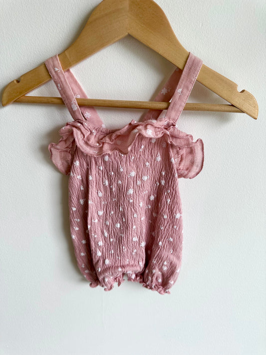 Floral Dusty Pink Romper / 3-6m