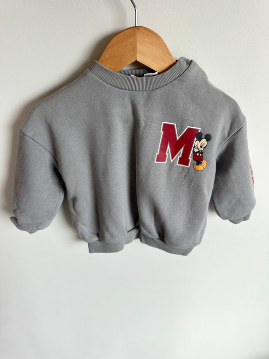 Mickey Mouse Grey Boxy Crewneck / 9-12m