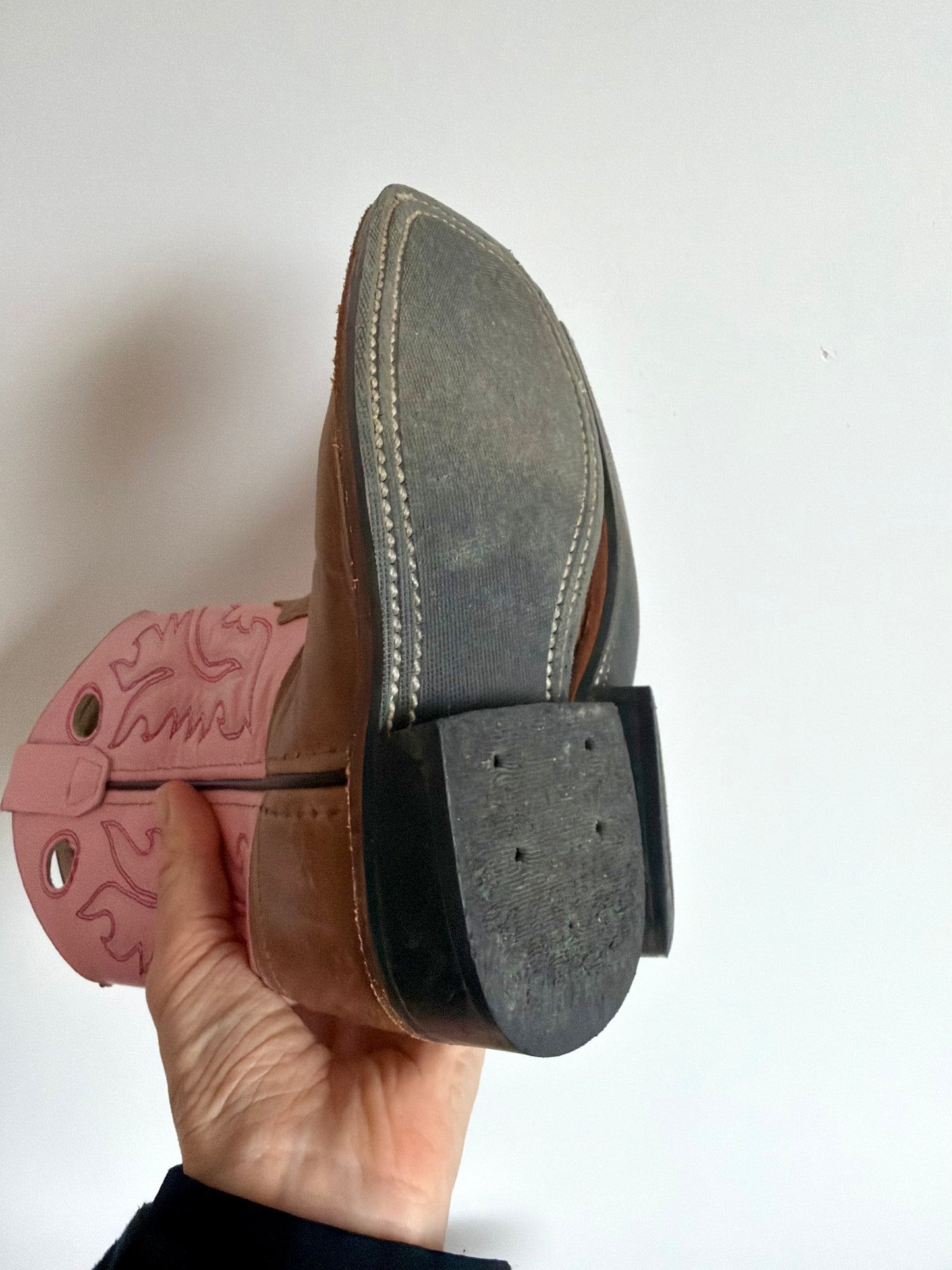 Old West Square Toed Pink Cowboy Boots / 10-12 Toddler