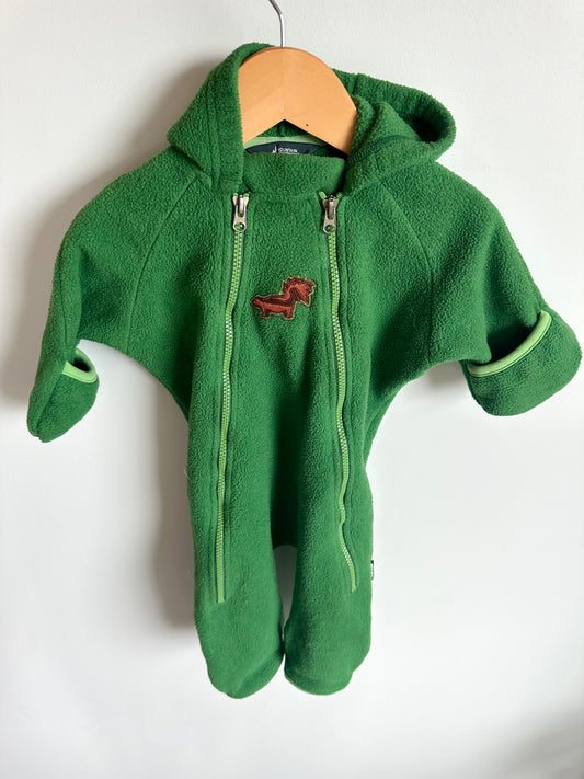 MEC Green Fleece Hooded Bunting Suit / 6m