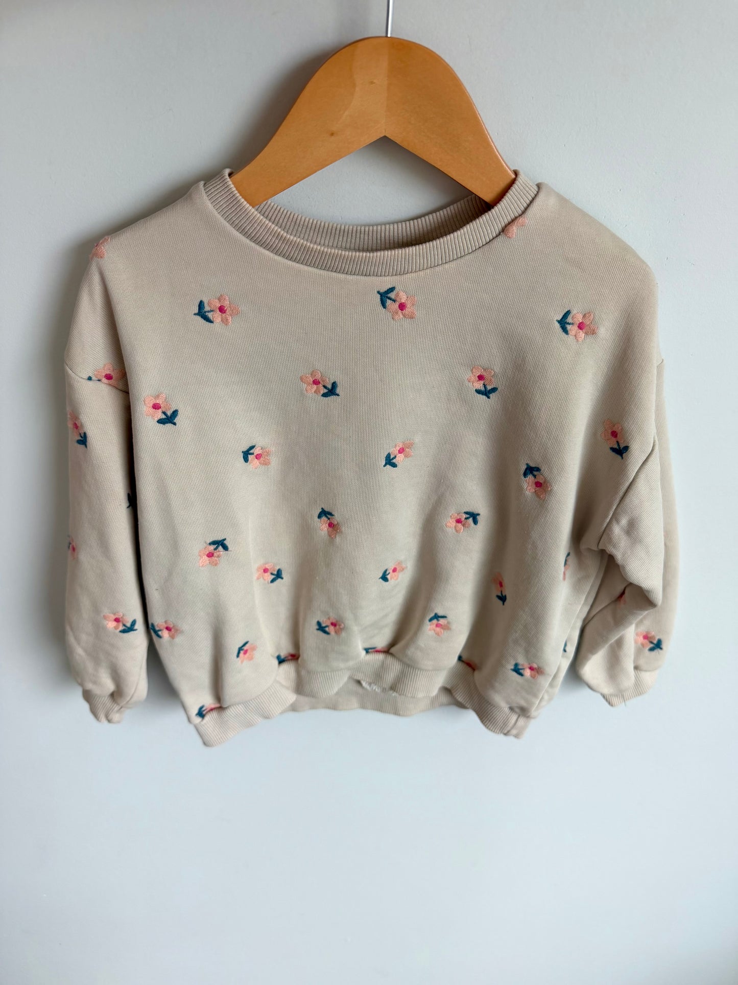 Zara Cream Daisy Embroidered Crewneck / 5 years