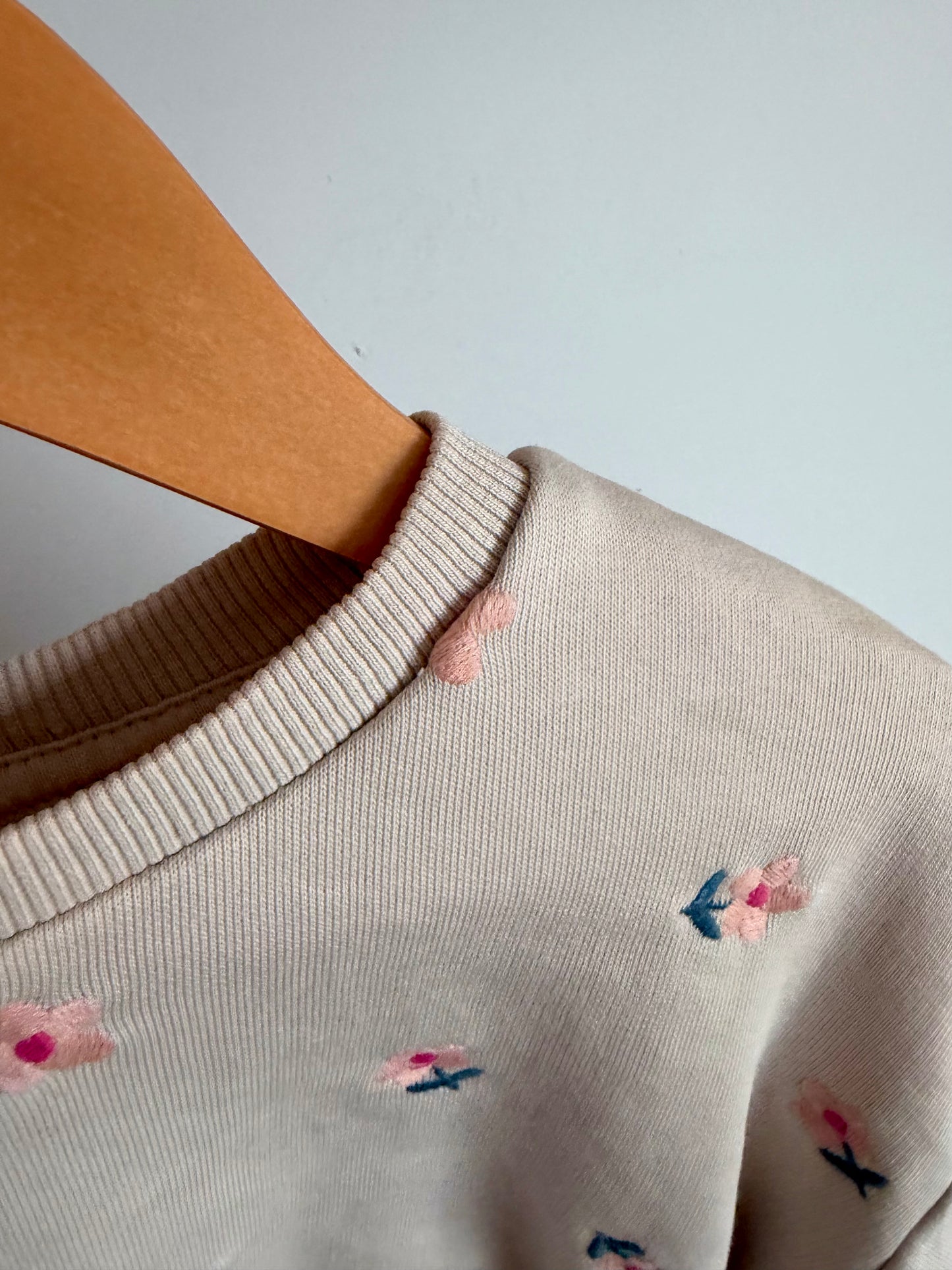 Zara Cream Daisy Embroidered Crewneck / 5 years