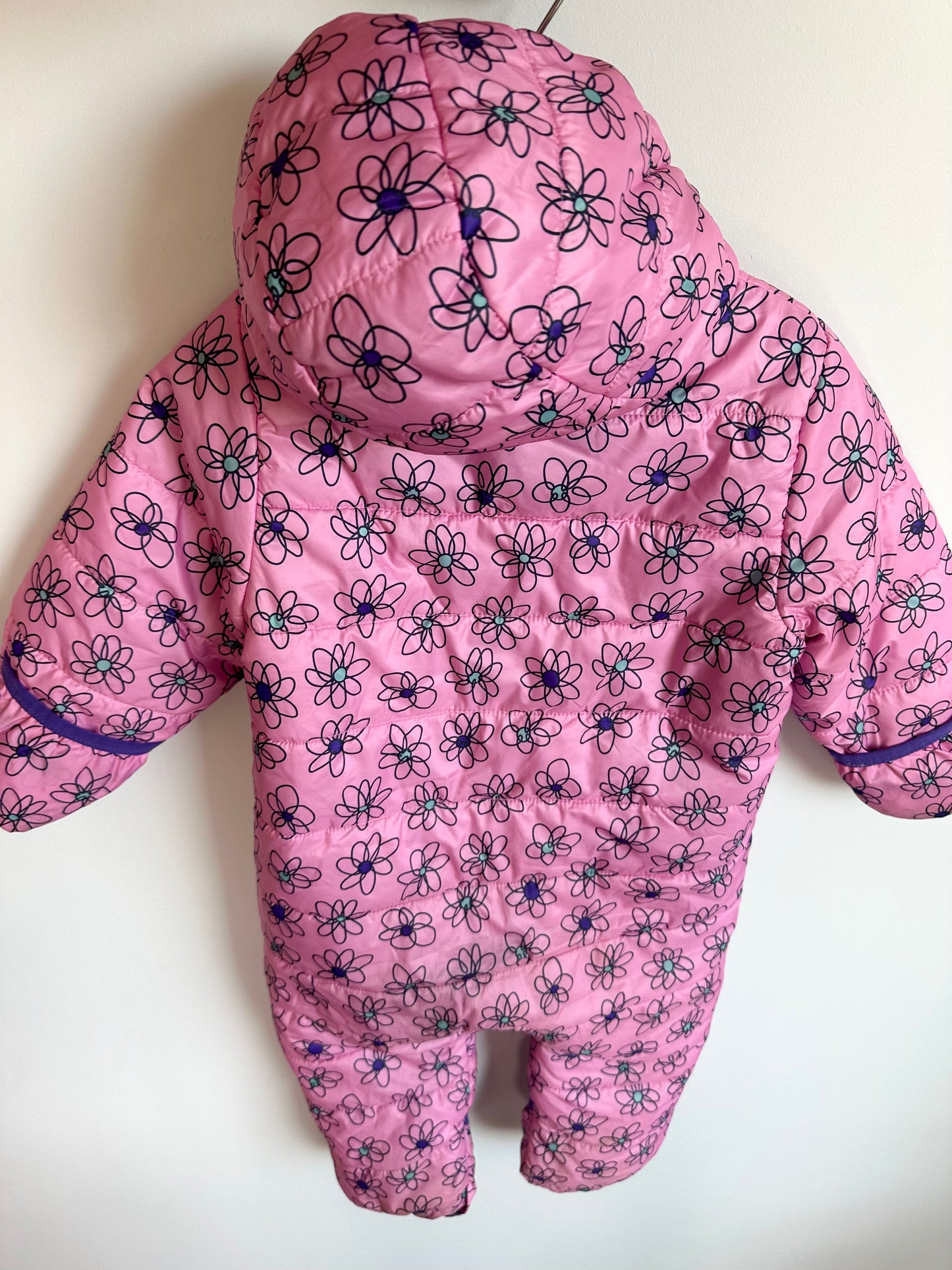 Ripzone Pink Daisy Sherpa LIned Bunting Suit  / 12-18m