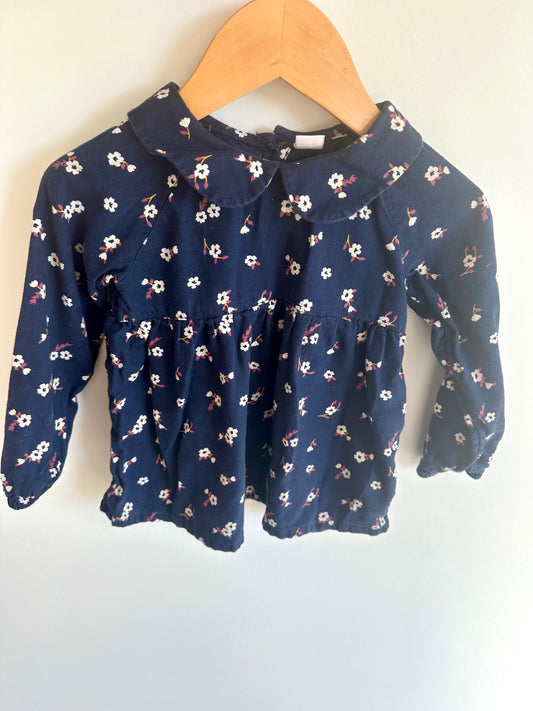 Collared Navy Floral Long Sleeve / 18-24m