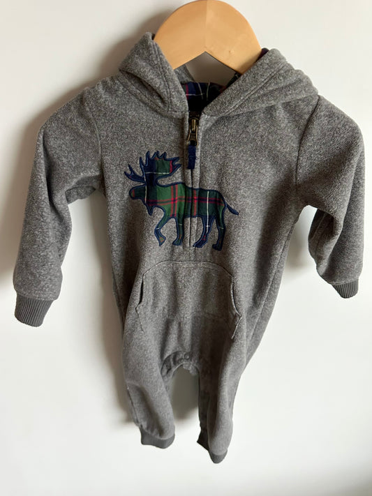 Fleece Moose Hooded Jumpsuit / 18m