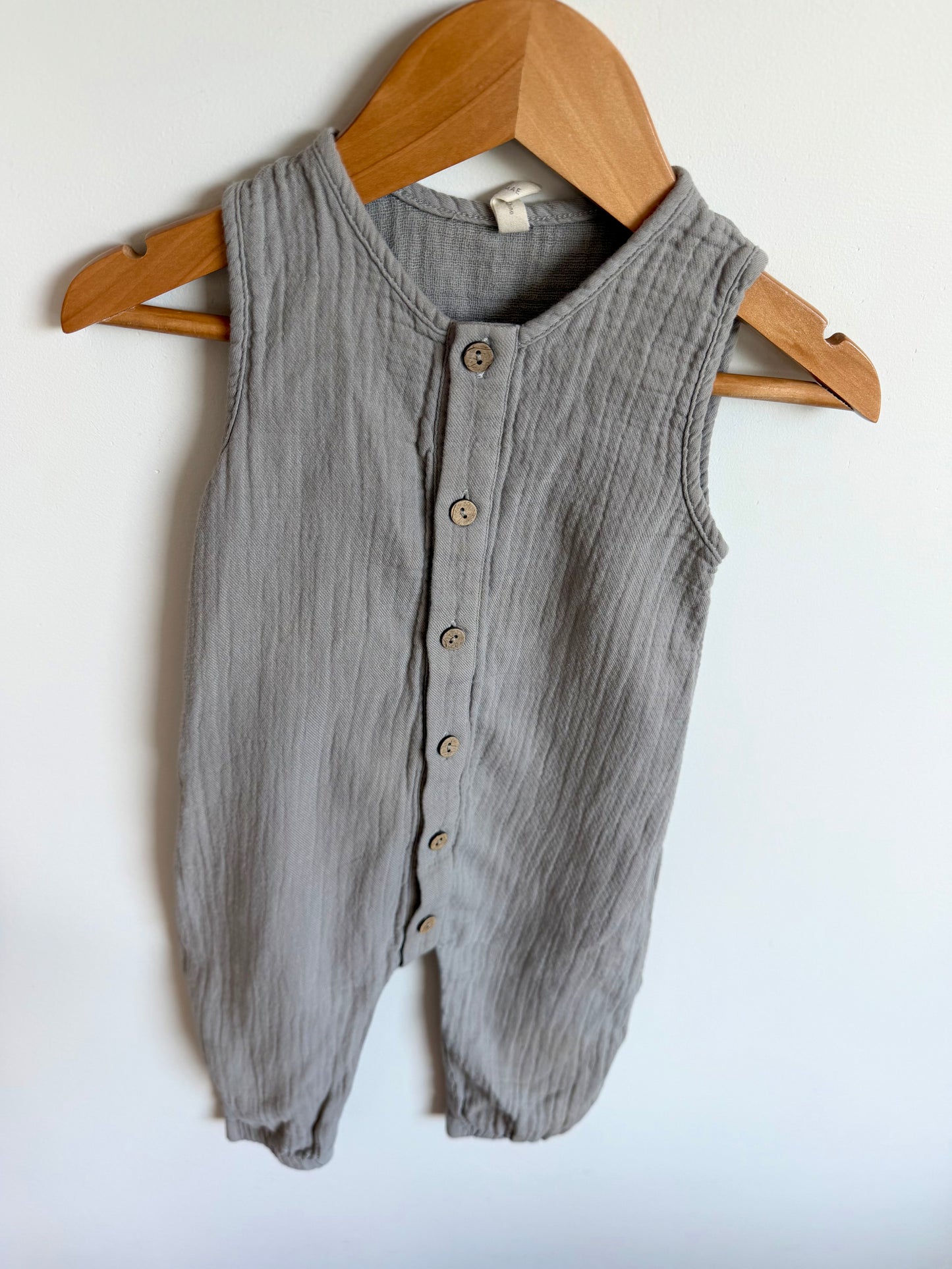 Organic Cotton Quincy Mae Grey Jumpsuit / 12-18m