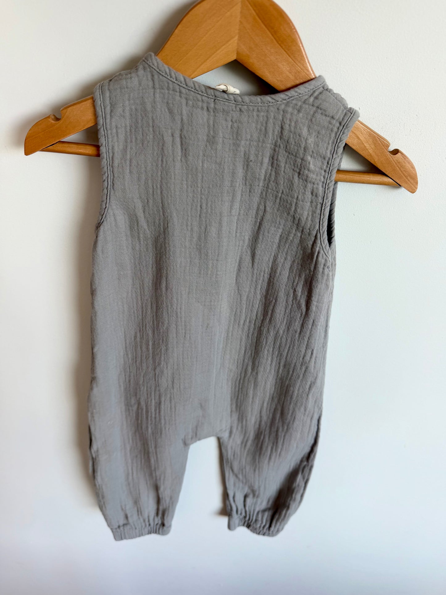 Organic Cotton Quincy Mae Grey Jumpsuit / 12-18m