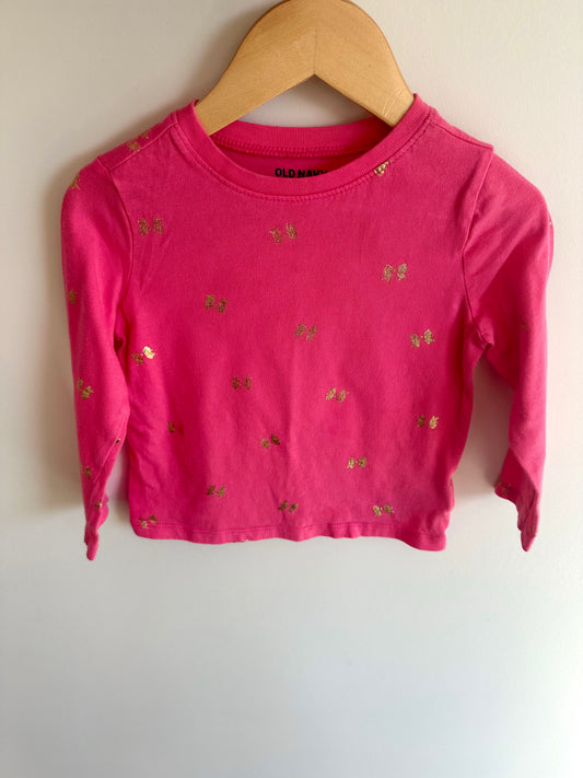 Pink + Gold Bow Long Sleeve / 2-3T