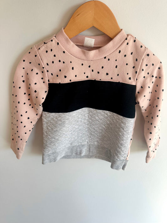 Blush Spotted, Black + Grey Sweater / 2T