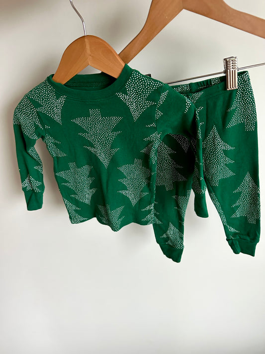 Green Dotted Tree PJ Set / 12m