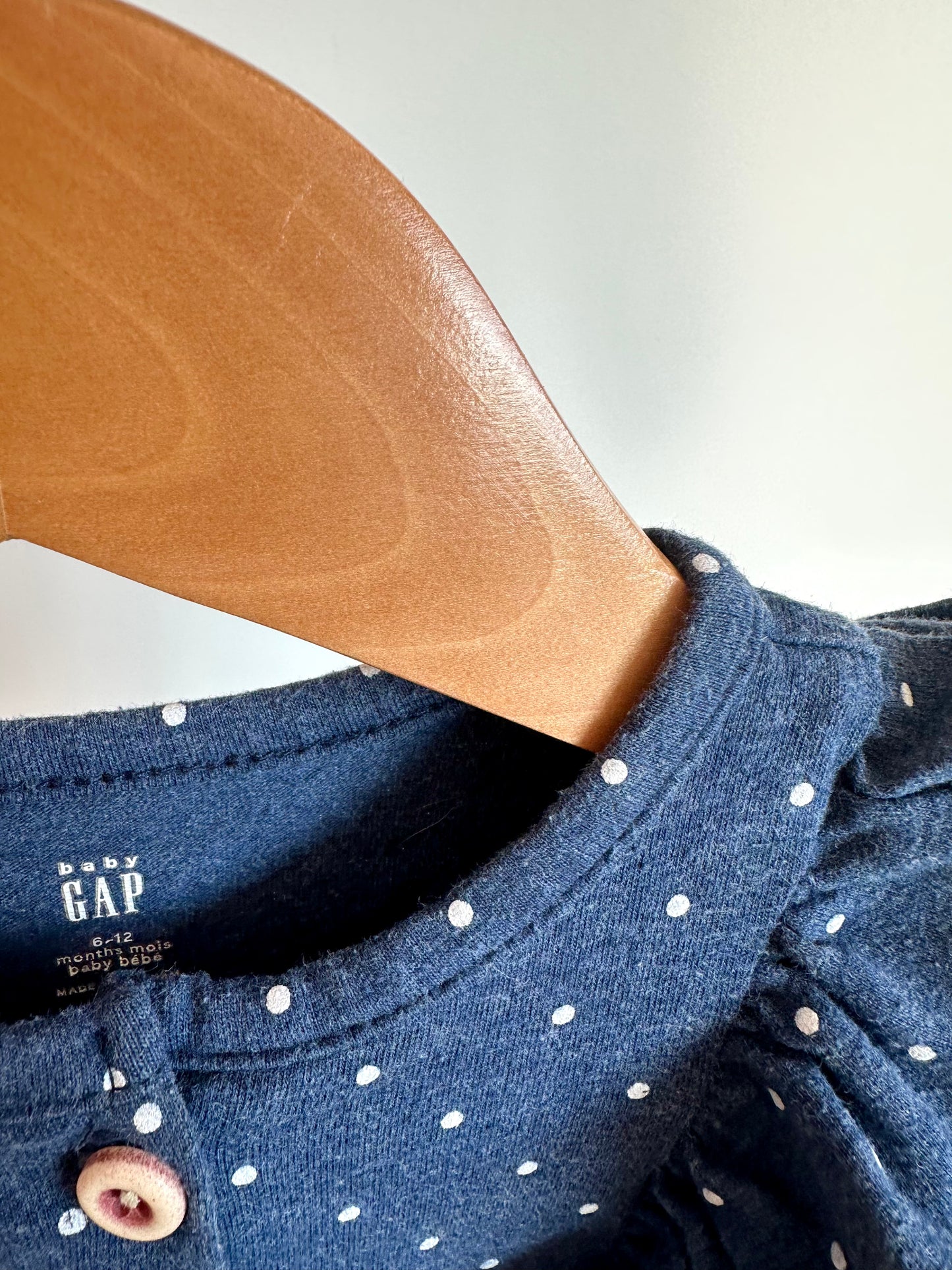 Gap Blue Ruffle Dotted Jumpsuit / 6-12m