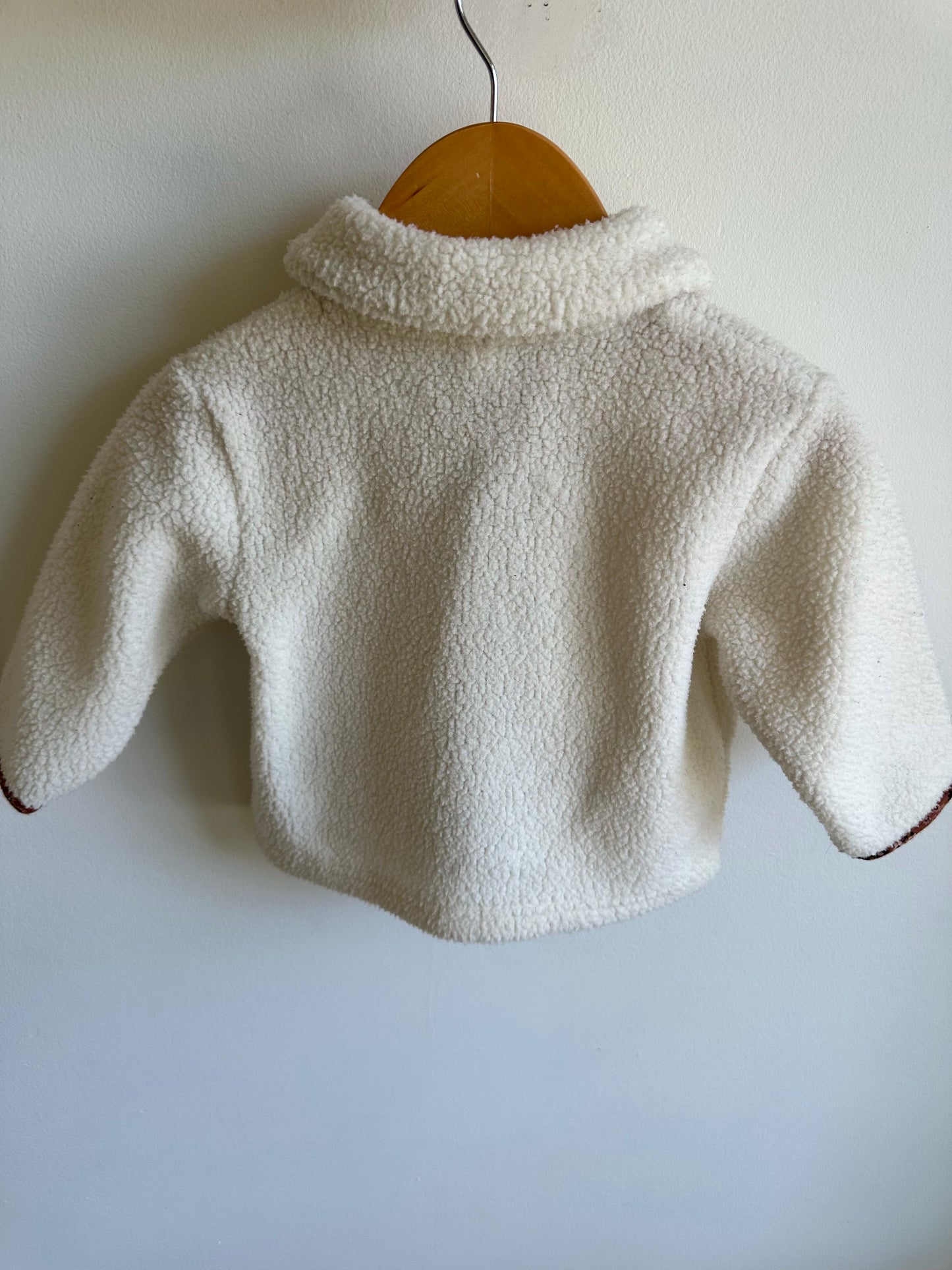 White Sweater with Floral Trim / 9m