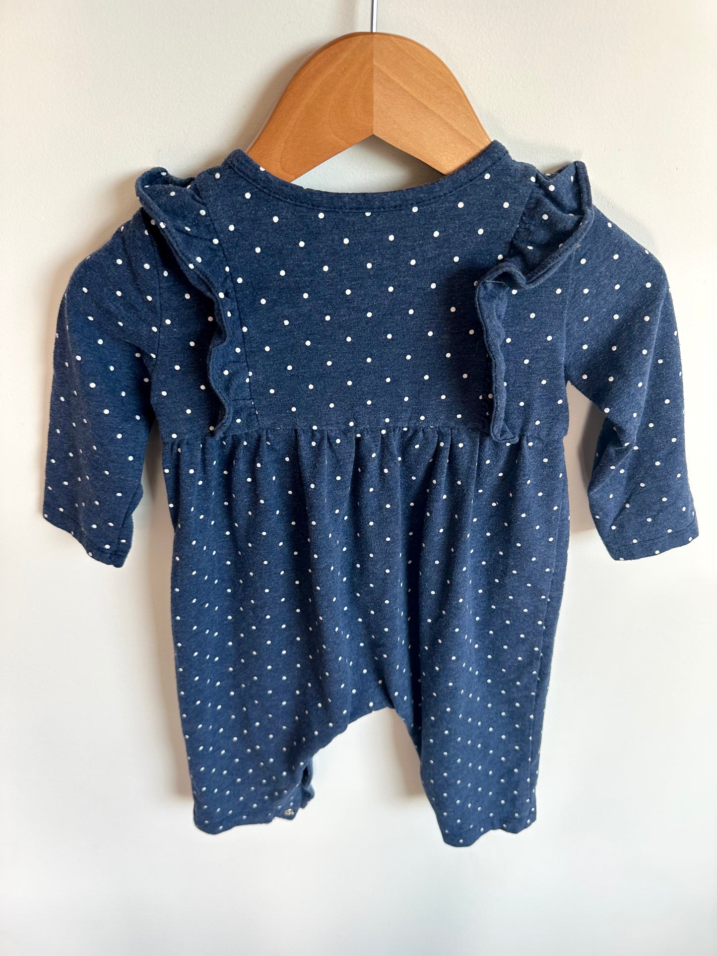 Gap Blue Ruffle Dotted Jumpsuit / 6-12m