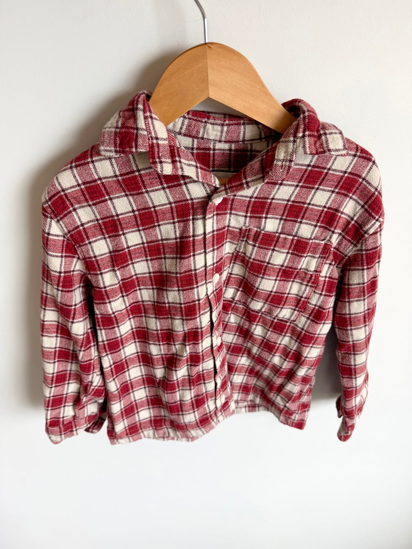 Red Checkered Plaid Cotton Top / 6-7 years