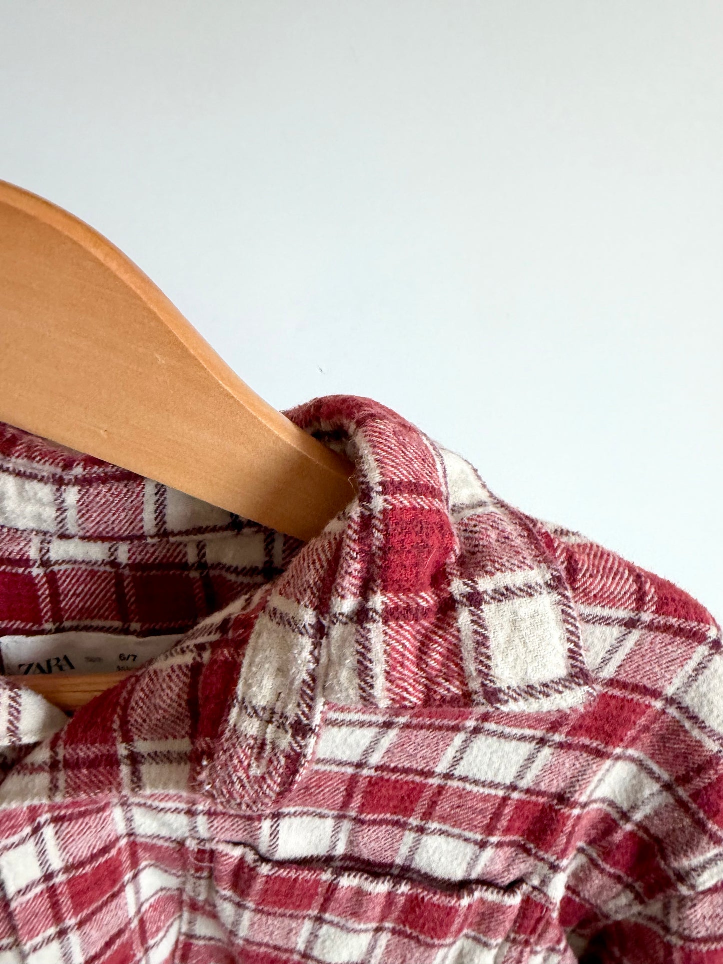 Red Checkered Plaid Cotton Top / 6-7 years