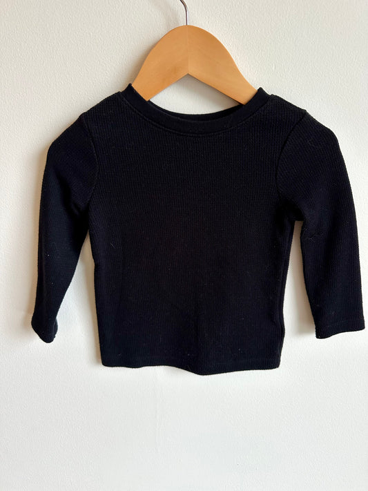 Black Waffle Knit Long Sleeve / 12-18m