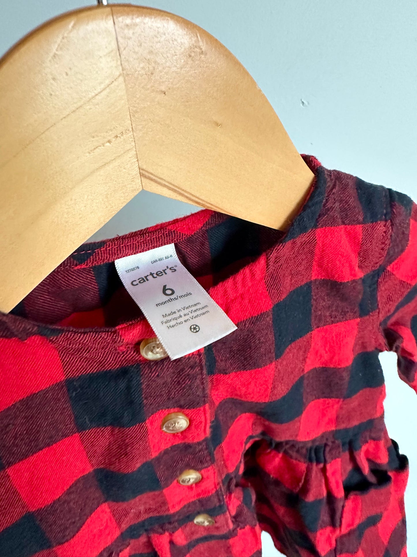 Checkered Red + Black Dress / 6m