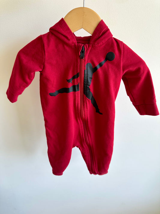 Red Air Jordan Hood Jumpsuit / 6m