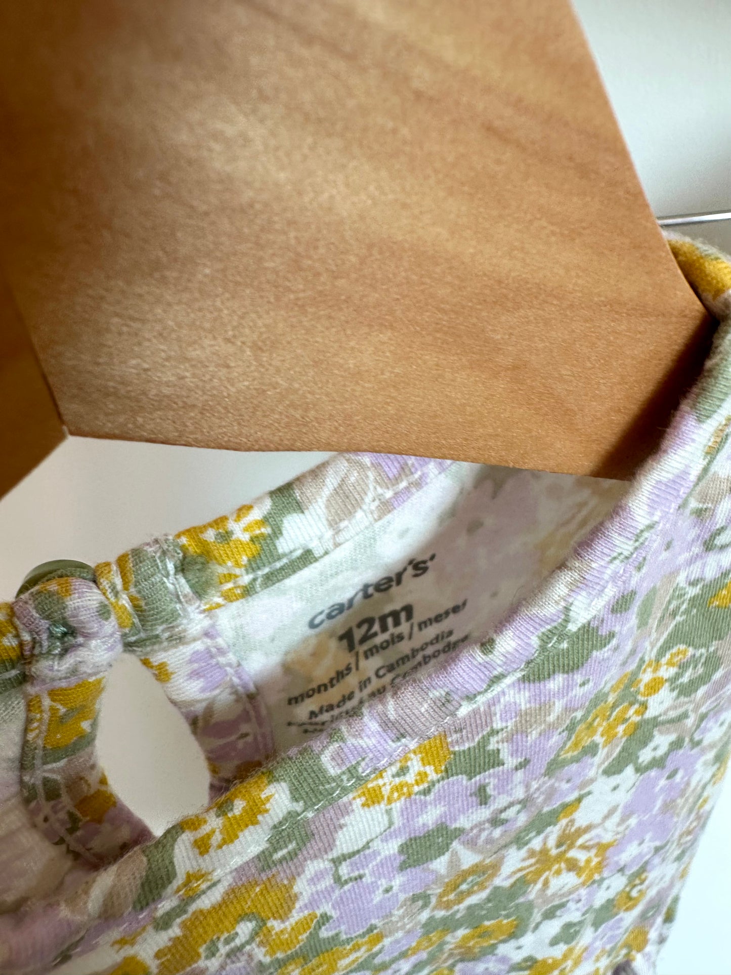 Purple + Green Floral Dress + Bloomers Set / 12m