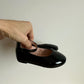 Shiny Black Ballet Flat with Ankle Strap / Size 9 Toddler