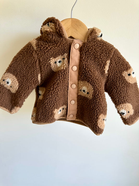 Bear Hooded Brown Coat / 3-6m